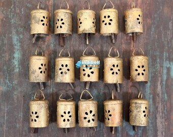12 Cylindrical tin cow bells, DIY Wind chimes Garland String Cascade Cluster Suncatcher Craft Bells
