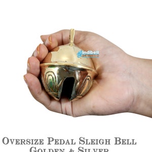Extra Large Jingle Brass Sleigh Bells, Solid Round Metal Jumbo Christmas Bells, Horse Bells, Silver Golden Bells