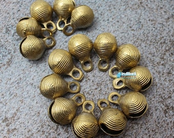 24 brass Loud Cat Ghungroo Sleigh Bells, round heavy brass bell, rugged & rustic Indian brass golden pet collar cat bell