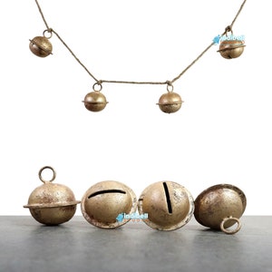 10 campanelli natalizi da appendere al camino, ghirlande natalizie, decorazioni rustiche per porte d'ingresso, campanelli rotondi vintage in metallo laminato.