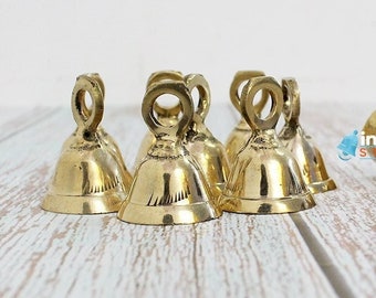 12 Goldene Messingglocken Indian (1,5 Zoll), Handwerk Lieferungen Glocken Haustier Glocken Handwerk Glocken Klar Ton Mini Tempel Glocke made in India