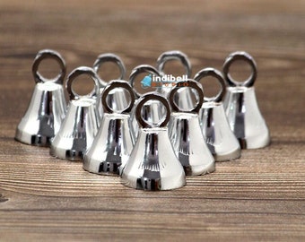 12 Small Silver Chrome Craft Brass Bells from India, Wedding Bells, Handmade Decorative Sarna Bells