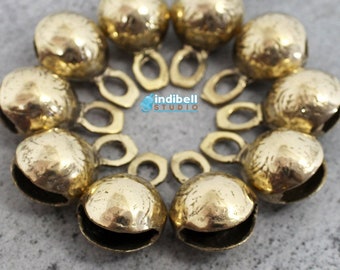 Love Vintage round brass sleigh bells | Pack of 15 - 1.5" Ghungroo bells, rugged & rustic Indian brass bells supplies