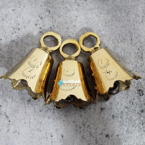 3 Vintage Brass Home Decor Temple bells from India for crafting home decoration projects, Antique Sarana Bell