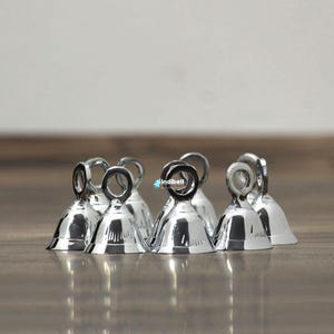 12 Silver Hanging Brass Bells Charm, Craft Supplies, Wind Chime String Chrome Bells, Wedding & Christmas Bells