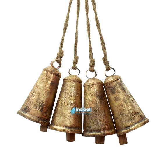 Christmas Wreath Decor Rustic Cow Bells, Front Door Porch Patio Hanging Large Decorative Bell