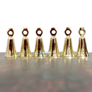 6 Indian Hanging Brass Bells Ornaments, Gold Christmas Bells Mantel Decor Engraved Bell For Decoration