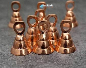 12 Home Decor Small Copper Brass Bells 1.5 Inch DIY Craft Decorative Rose Gold Bell from India