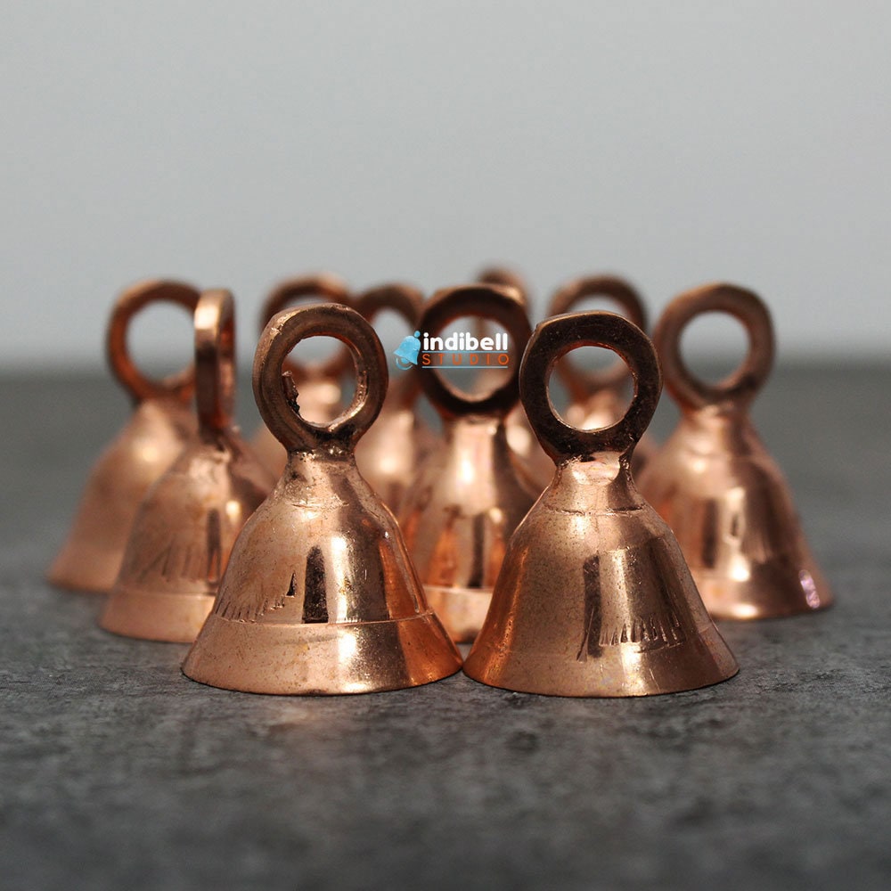 Hand Crafted Brass Bells Copper Plated Mini Hanging Bells for Ornament –  IndiBellStudio