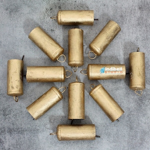 HARMONY Rustic Gold Tin Cowbells (Pack of 12), Recycled Iron Cylindrical 3.5&quot; Bells Metal Ringer For Wind Chimes, Craft Project