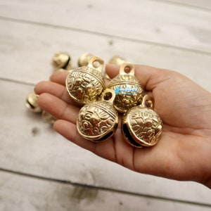 6 Brass Tibetan Tiger Sleigh Bells, Solid Heavy Vintage Antique Old World Jingle Bell, Gremlin Bell
