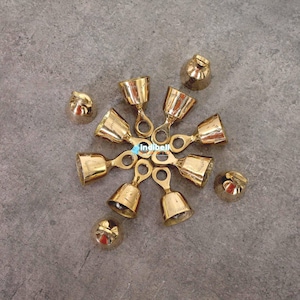 10 Small Indian Brass Wind Chimes Bells, 2 Inch DIY Crafting Bells Handmade Decorative Gold Bells
