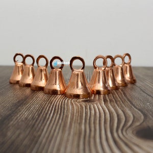 12 Small Brass Copper Wind Chimes Bells Charm for DIY projects, 1.5 inch, Vintage Rose Gold DIY Craft Bells