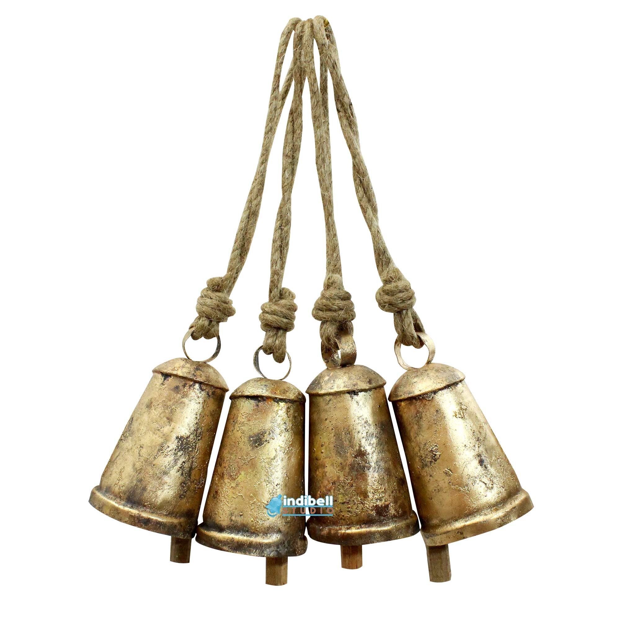 3 Farmhouse Decor Rustic Tub Bell, 5 Inch Iron Metal Handmade Home Patio  Porch Decorative Hanging Bells on Rope 