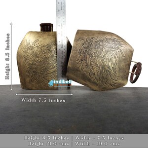 The actual size of the bell is depicted here, Its around 8.5 inch tall and 7.5 inch wide.