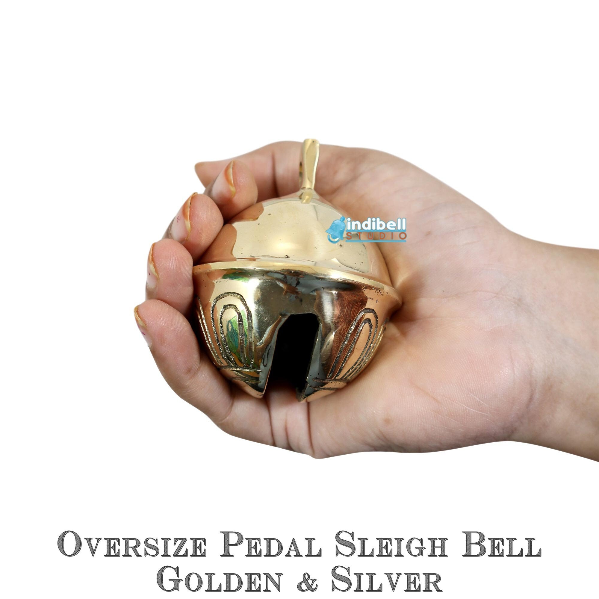 Extra Large Jingle Brass Sleigh Bells, Solid Round Metal Jumbo