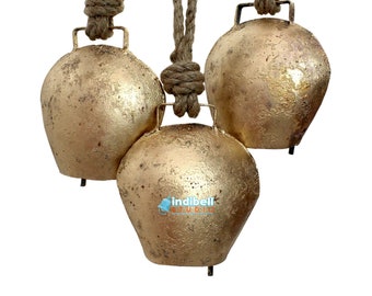 Rustic Recycled Iron Indian cow bells Metal Art Bells for wind chimes, garden decoration, DIY projects, Oval Shape | Pack of 2