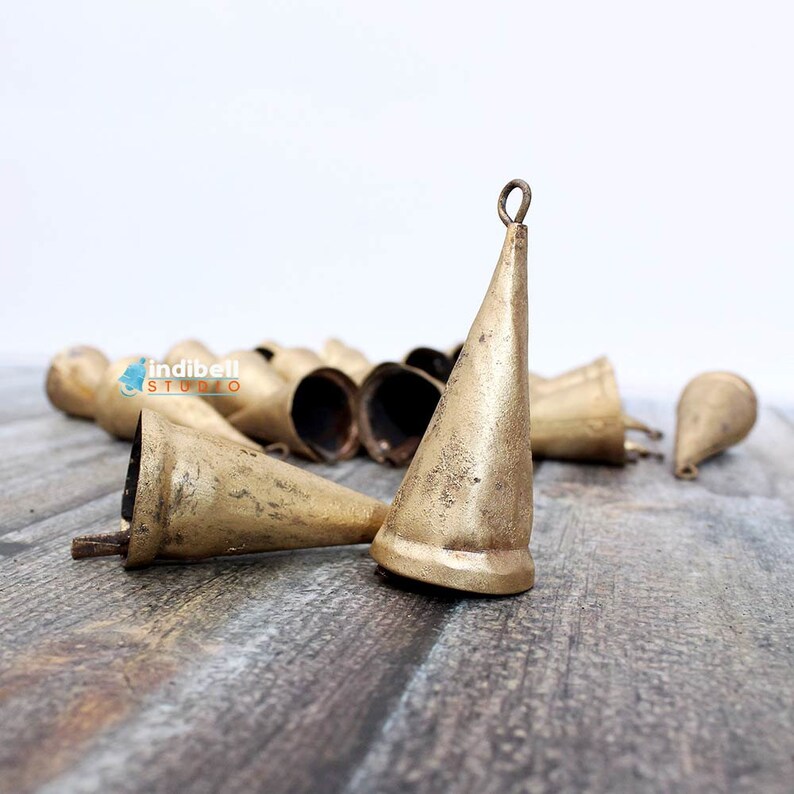 100 Triangular Rustic Gold Tin Cow Bells Bulk 3 Vintage Etsy
