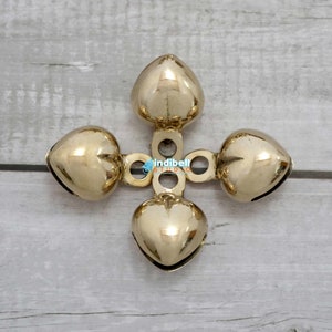 5 Brass Heart Antique Sleigh Bells - Vintage Jingle Bells for do it yourself Holiday Crafts, Wedding Favors, and Valentine&#39;s Day Decor
