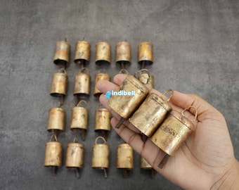 20 Rustic Cow Bells for Christmas Garland Wind Chimes Wedding Decor, 2", Vintage Antique DIY Wreath Bells