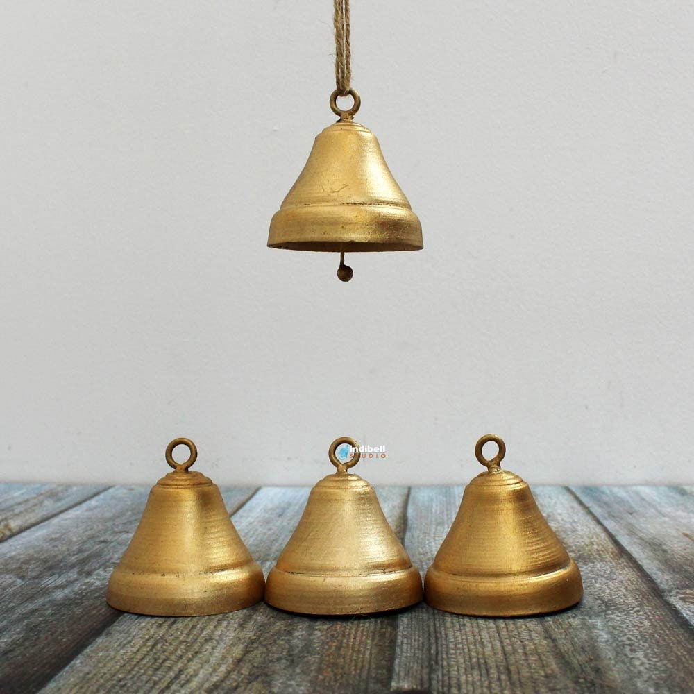 VINTAGE 12 TINY SMALL BRASS METAL BELLS *NO SOUND* 10mm 3/8th inch tall