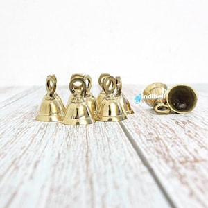 12 Golden Brass Bells Indian (1.5 Inch), Craft supplies Bells Pet Bells Crafting Bells Clear Tone Mini temple bell made in India
