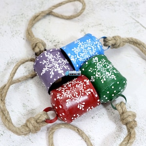 4 Hand Painted Summer Decor Bells, Home Garden Outdoor Spring Decor Christmas Cow Bells