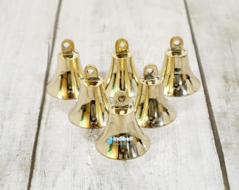 Flared Brass Bells For Ornaments Garland String, Christmas Holiday Decor Craft, Wedding Favors, Wind Chimes Bells