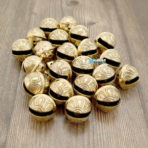6 Brass Sleigh Bell Jingle Bear Bells (Large 45 mm), Round Indian Solid Brass Christmas Crafting Supplies, Vintage Pedal Sleigh Bell