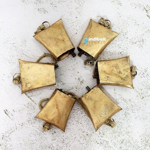 10 Vintage Tin Metal Rustic Cow Bells, Indian Cap Trapezoid Shape Bell for craft, Garden Decor Antique Bell Ornaments