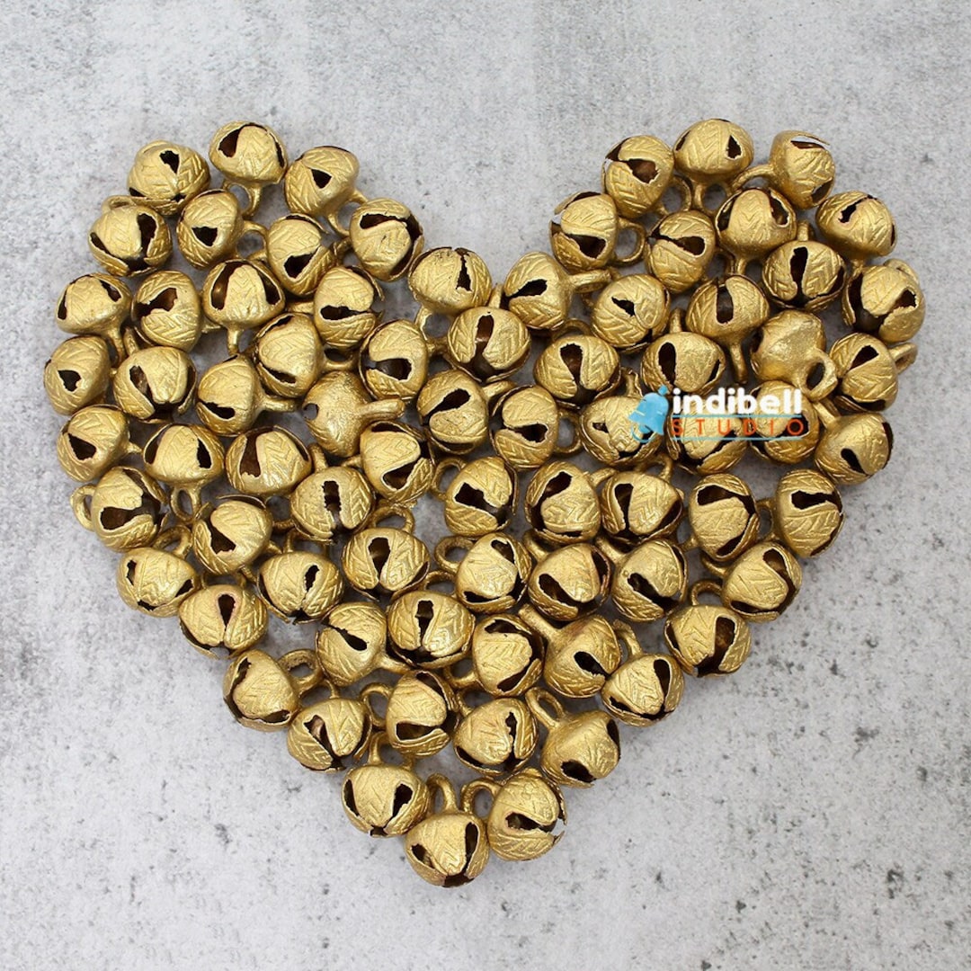 60 Brass Craft Pet Jingle Bells Beads Ghungroo Charm 16 Mm Cross