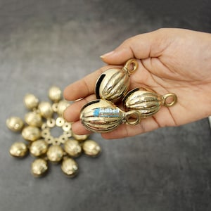 6 Gold Brass Sleigh Bells for Crafting, Good Luck Charm Decorative Hanging Bells, Gremlin Guardian Bells