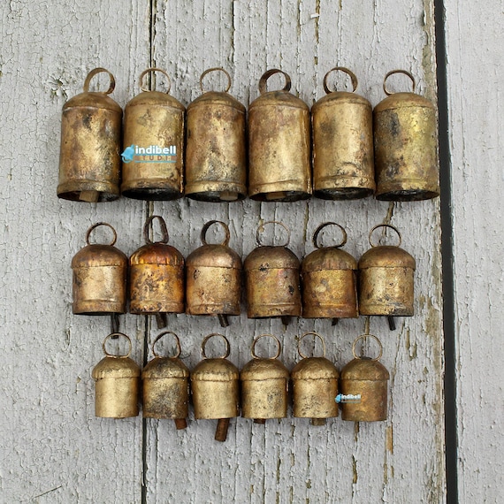 20 Pieces Bells for Crafts Small Bell Bells Metal Cow Gold Decorative Brass  Iron