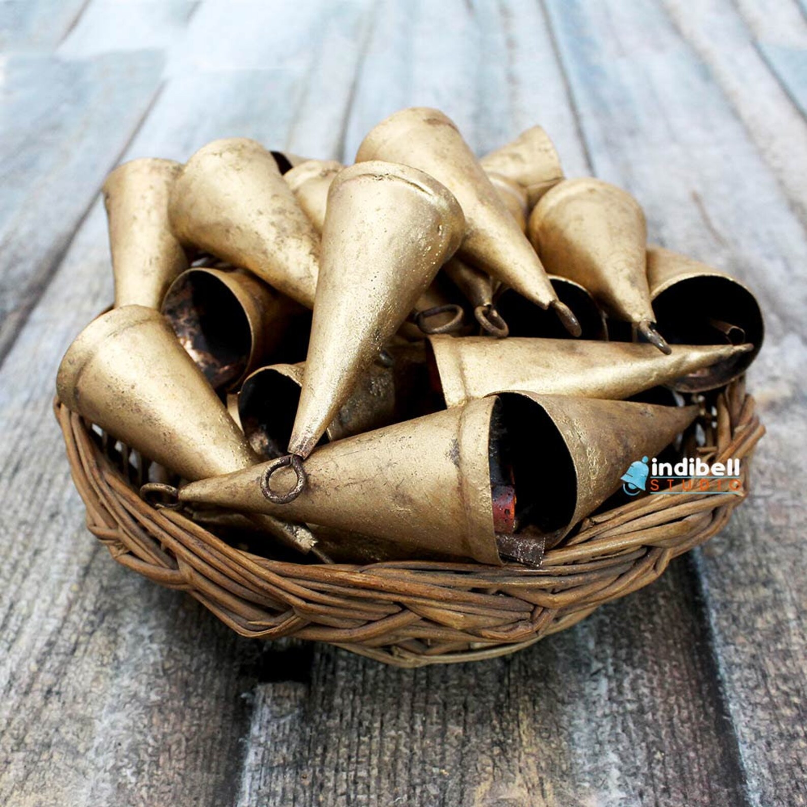 100 Triangular Rustic Gold Tin Cow Bells Bulk 3 Vintage Etsy