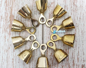 10 Kleine Indische Messing Windspiel Glocken, 2 Zoll DIY Crafting Glocken Handgemachte Goldene Glocken