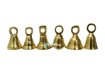 12 Messing Miniatur kleine Glocken Dekorationen und Basteln, verschiedene Mix indische Goldglocken, 1,5 Zoll