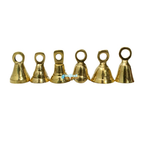 Dozen Golden Brass Miniature Bells Temple Bell Decorations and Crafting,  Assorted Golden Mild Tone Bells set of 12 1.5 Inch 