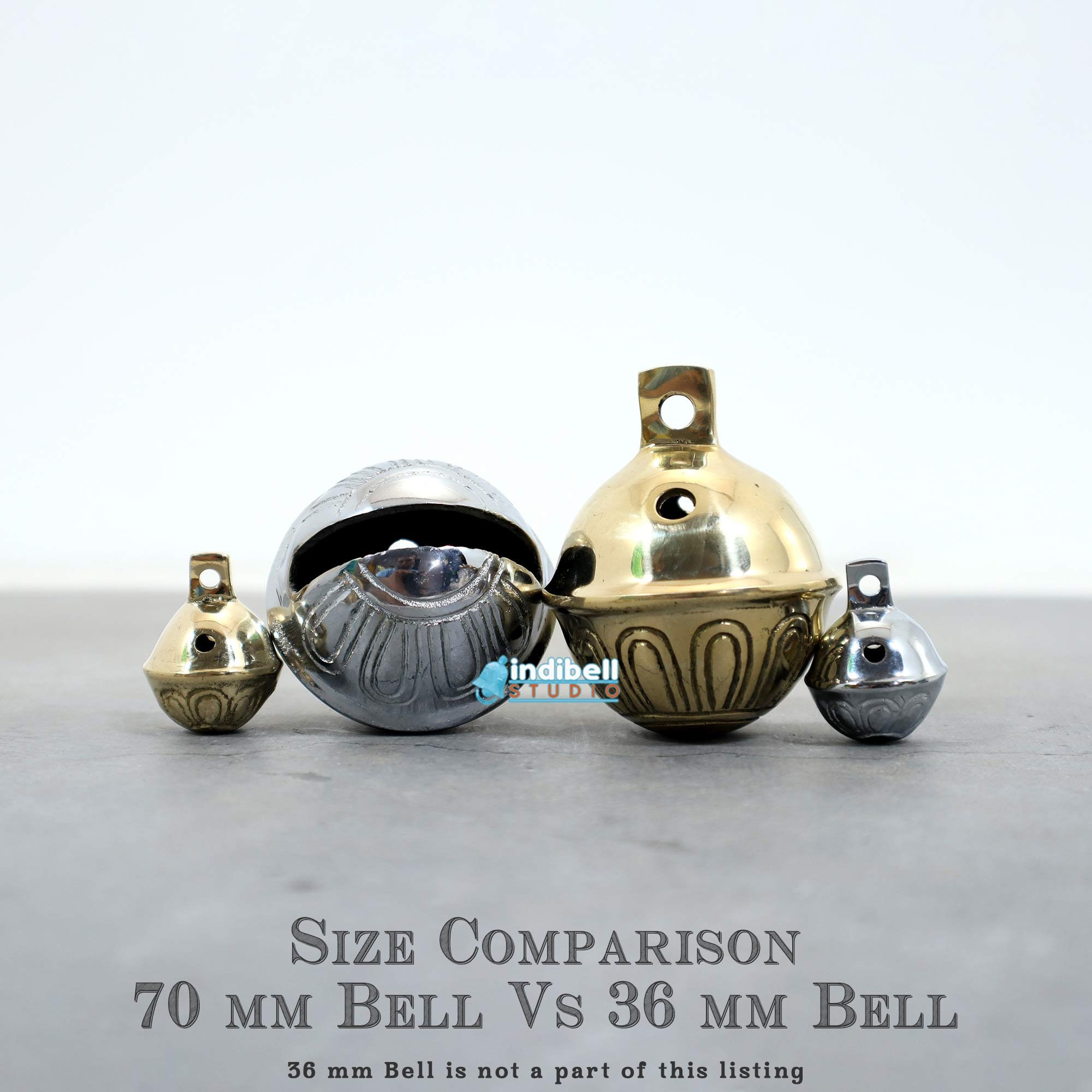 Solid Bell Extra Large Jingle Brass Sleigh Bells, Solid Round Metal Jumbo ...