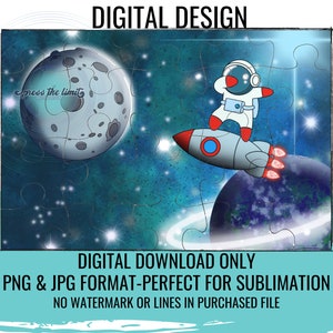 Space Galaxy Puzzle Digital Design-Sublimation-Add Your Own Text-Kids-Astronaut-Personalized Puzzle-PNG-Digital Download