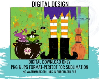 Halloween Puzzle Digital Design, Sublimation, Add Your Own Text, Kids Gift, Halloween Gift, Personalized Puzzle, Digital Download