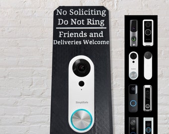 Video Doorbell Surround Sign - Fit any Doorbell | No Soliciting Except Deliveries | Ring | SimpliSafe | Eufy | Arlo | Nest | + More!