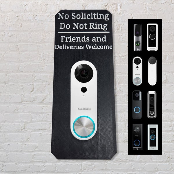 Video Doorbell Surround Sign - Fit any Doorbell | No Soliciting Except Deliveries | Ring | SimpliSafe | Eufy | Arlo | Nest | + More!