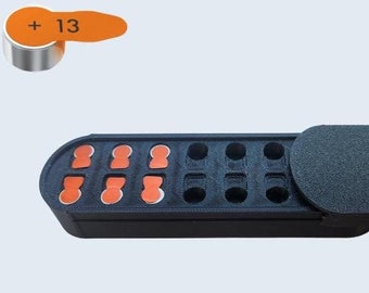 Type 13 Orange Hearing Aid Battery Case - 12 Battery Capacity