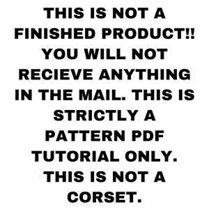K&ouml;nnte beinhalten: Schwarz-wei&szlig;er Text auf wei&szlig;em Hintergrund. Der Text lautet: "Dies ist kein fertiges Produkt!! Sie erhalten nichts per Post. Dies ist ausschlie&szlig;lich ein Muster-PDF-Tutorial. Dies ist kein Korsett."