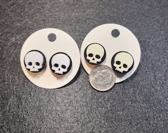 Skull Stud Earrings, Halloween Stud Earrings, Skeleton Stud Earrings, Scary Skeleton Earrings, Skeleton Earrings