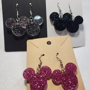 Cartoon Mouse Glitter Hook Earrings