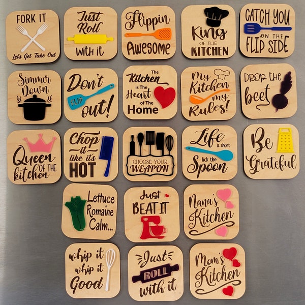 Cooking Themed Kitchen Magnets - Kitchen Themed Magnets - Refrigerator Magnets - Colorful Magnets - Fun Magnets