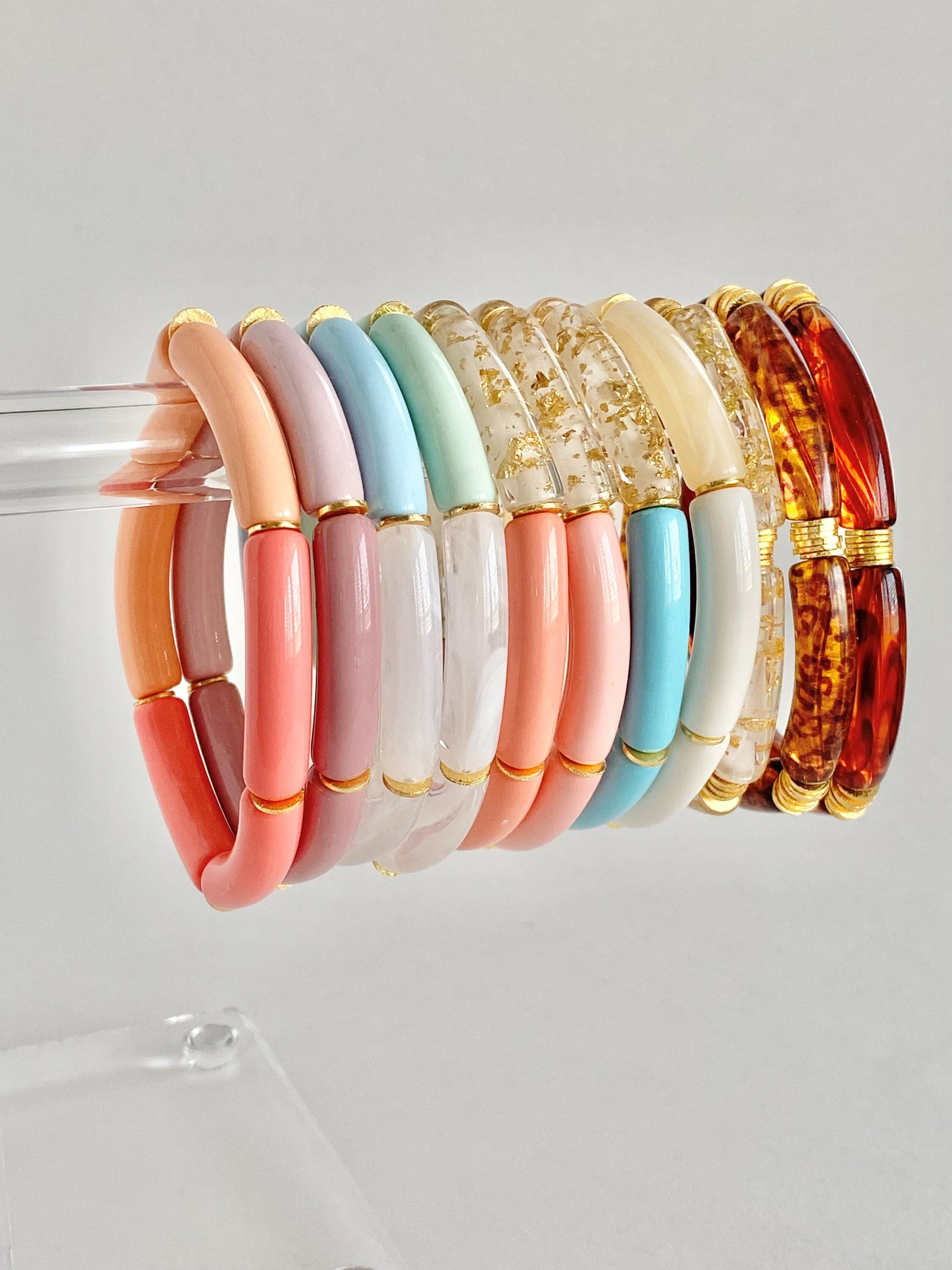 Acrylic curved tube beads, CLEAR tube bracelet beads, resin tube beads –  Swoon & Shimmer
