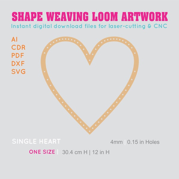 Heart shape weaving loom artwork instant download files for laser-cutting and cnc