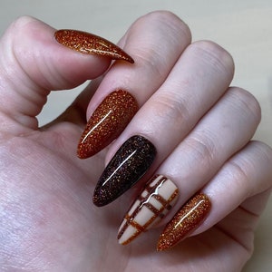 Fall Plaid | Reusable Professional Gel Press Ons | Glue On Nails | Press On Nails | Fake Nails